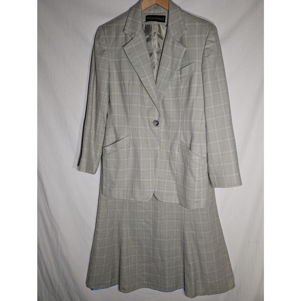 Harve Benard A line midi light academia skirt and blazer set Sz Medium two piece